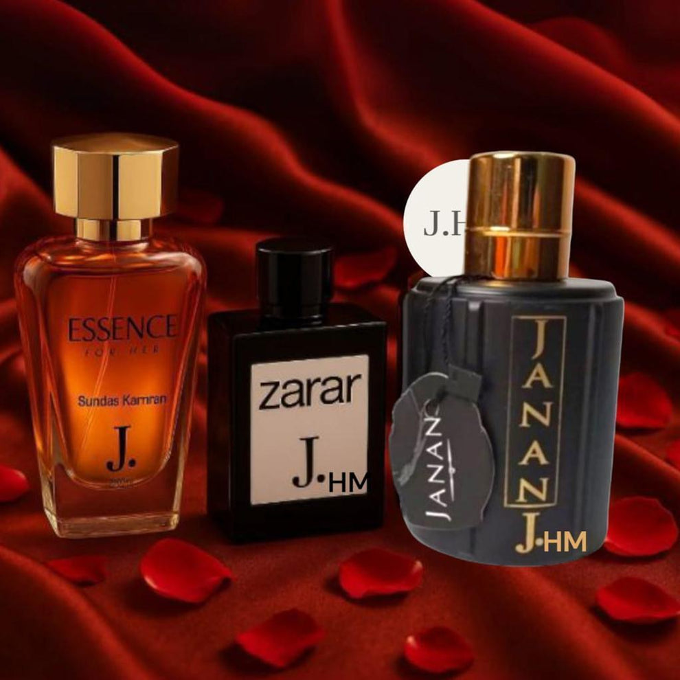 Premium Men’s Perfume Set – Janan Gold, Zarar & Essence (3-in-1 Collection)