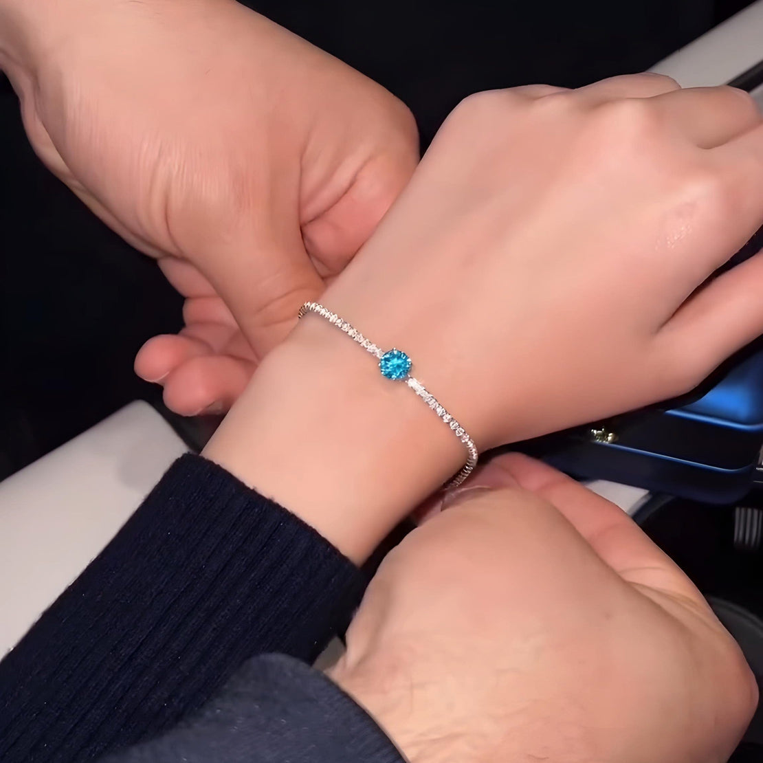 Silver Blue Brilliant Cut Bracelet - Elegancy Pk