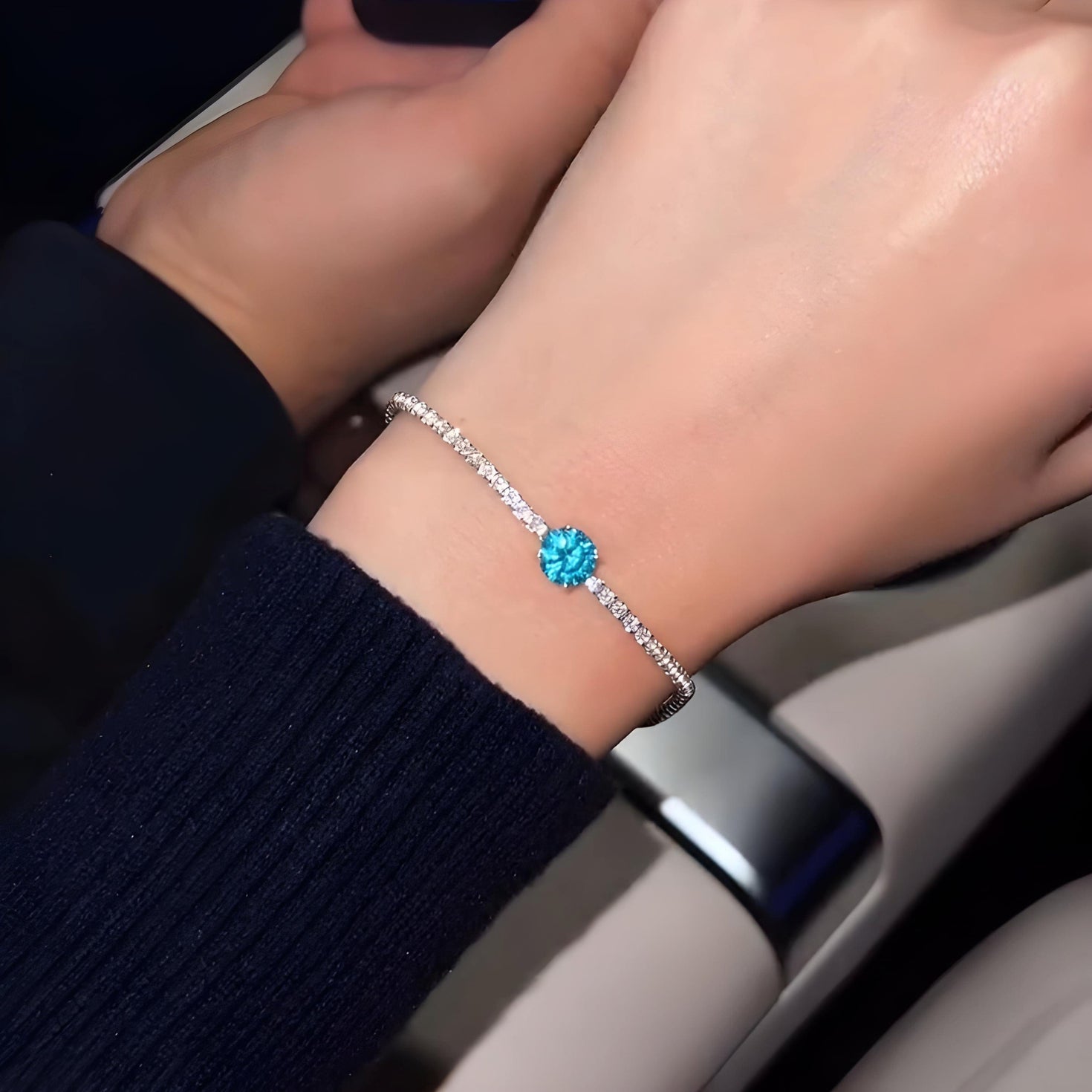 Silver Blue Brilliant Cut Bracelet - Elegancy Pk