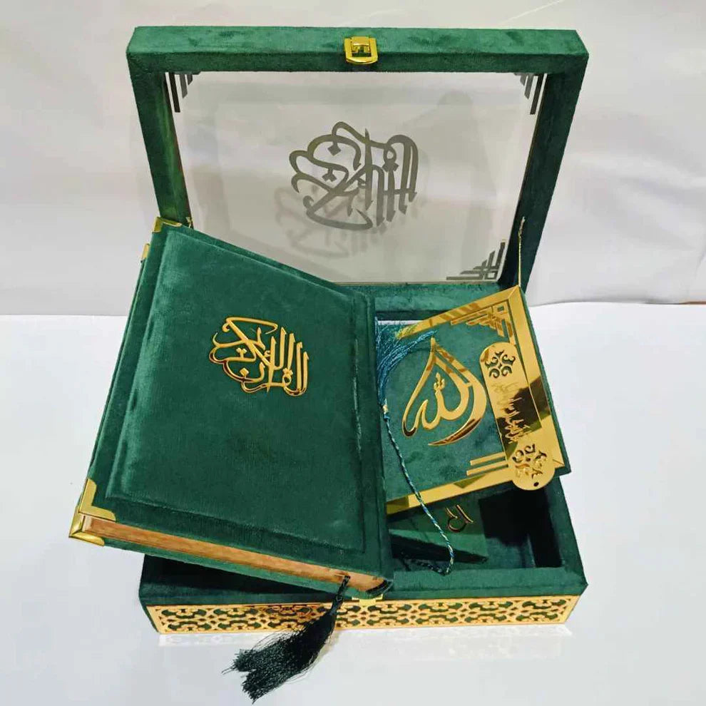 IMPORTED MIROR BOX GREEN QURAN SET - Classy Pk
