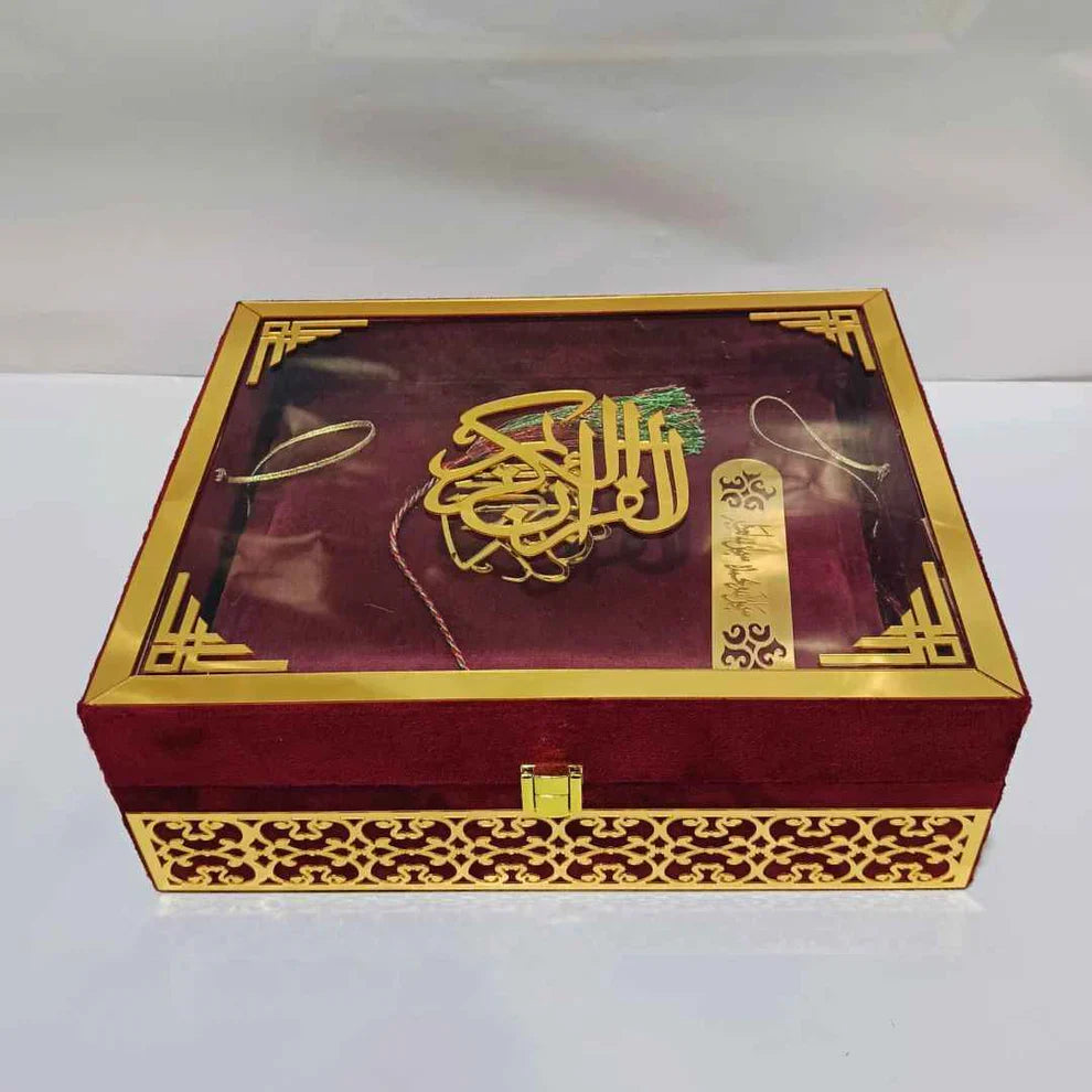 IMPORTED MIROR BOX MAHROON  QURAN SET - Classy Pk